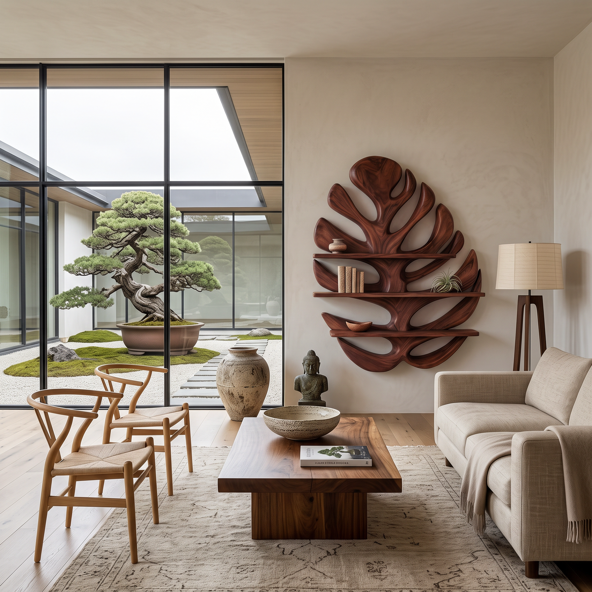 Wood Monstera Leaf Bookshelf For Modern Minimalist Home - Image 7