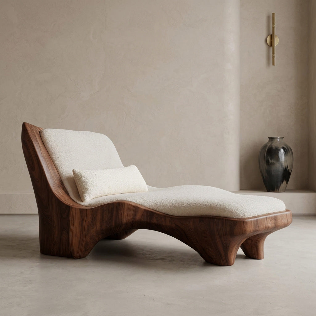 Modern Chaise Lounge With Curved Base For Living Room - Image 7