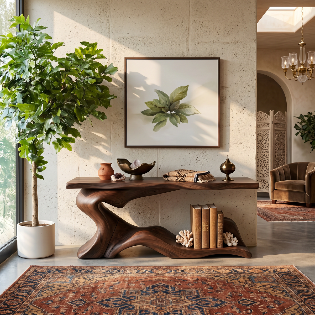 Rustic Live Edge Desk Entryway Design - Image 7