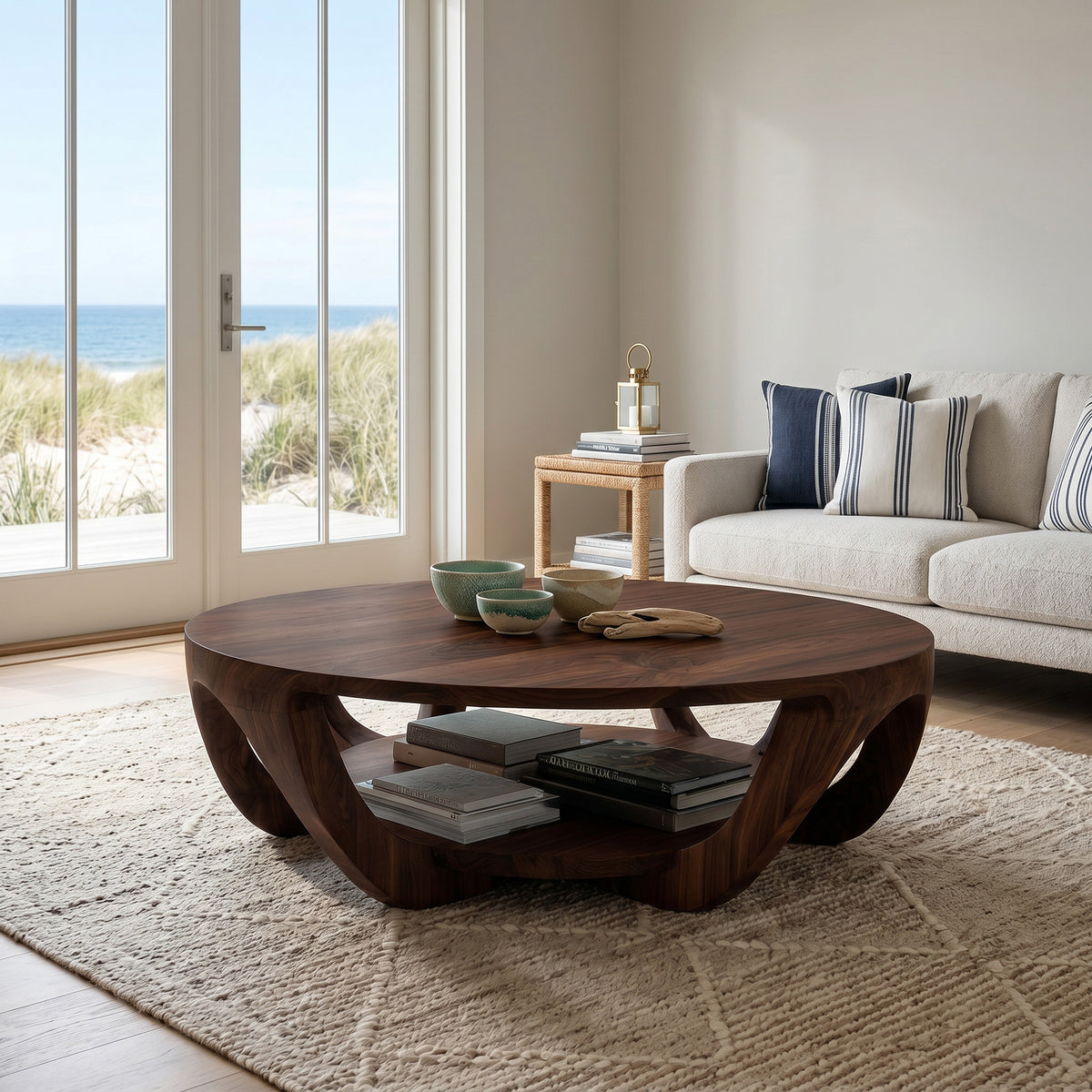 Modern Round Coffee Table With Shelving For Living Room - Image 4