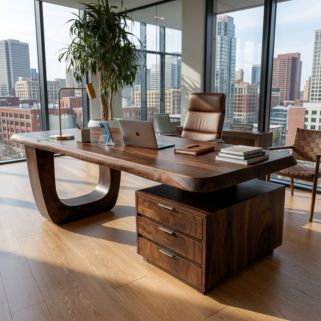 Minimalist Wooden Desk With Drawers For Home Workspace - Image 7