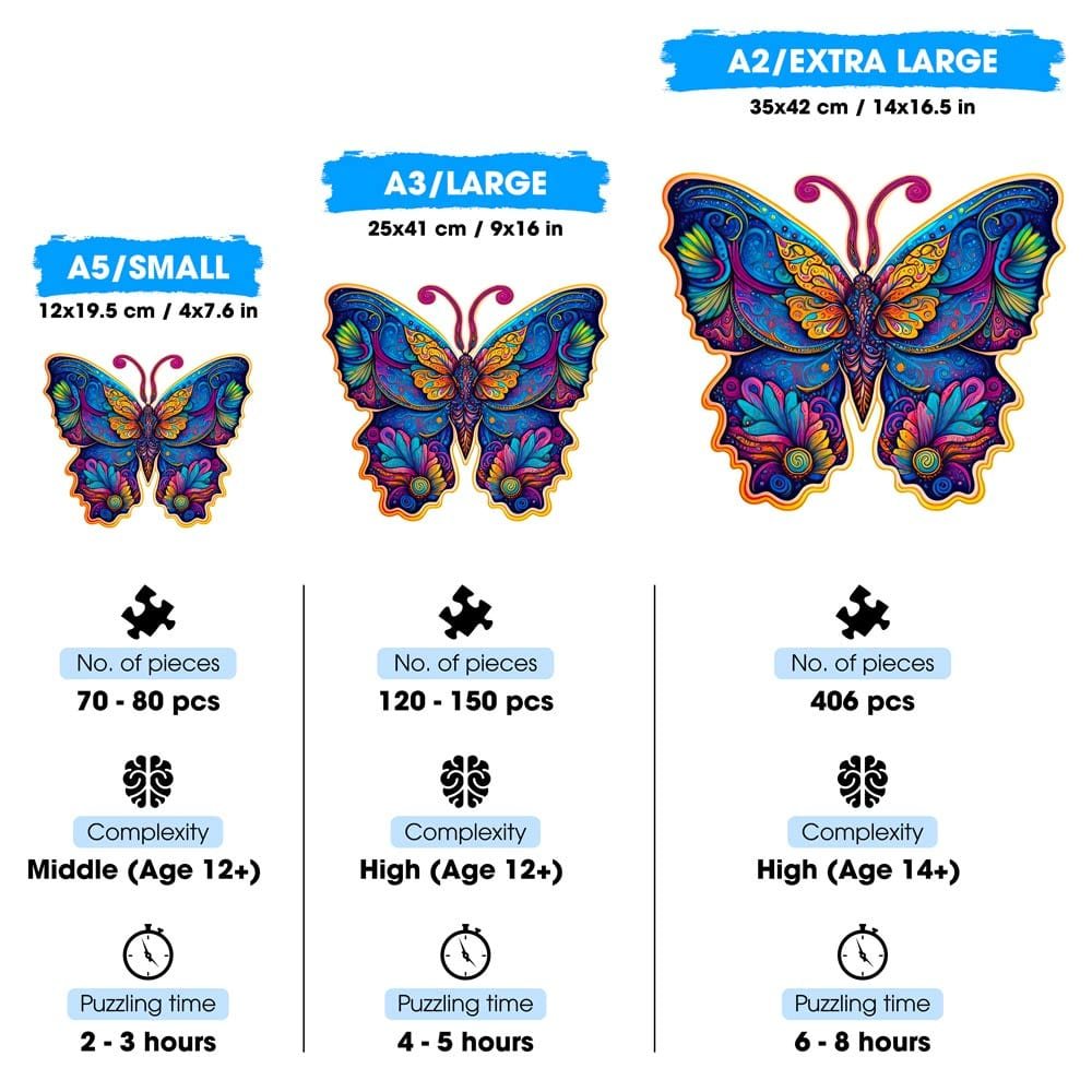 Galaxy Butterfly Wooden Jigsaw Puzzle – Unique Shaped Pieces for Adults - Image 3