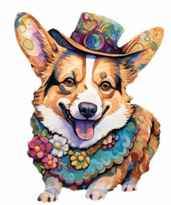 Corgi Dog Wooden Jigsaw Puzzle – Unique Shaped Pieces for Adults