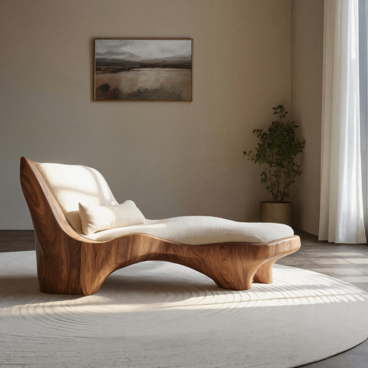 Modern Chaise Lounge With Curved Base For Living Room - Image 6