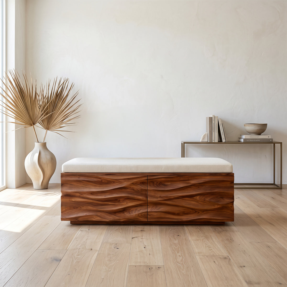 Modern Wave Storage Bench For Home Decor - Image 6