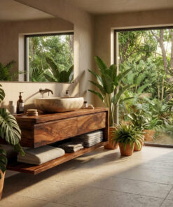 Alternative view of Contemporary Wall Mounted Wood Bathroom Vanity For Bathroom