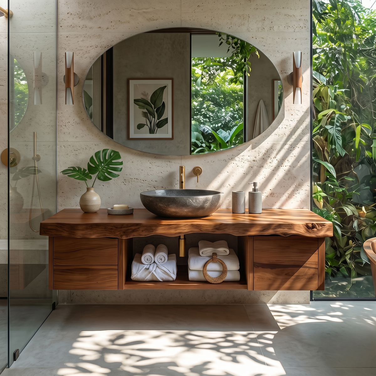 Natural Wood Floating Vanity For Bathroom Upgrade - Image 6
