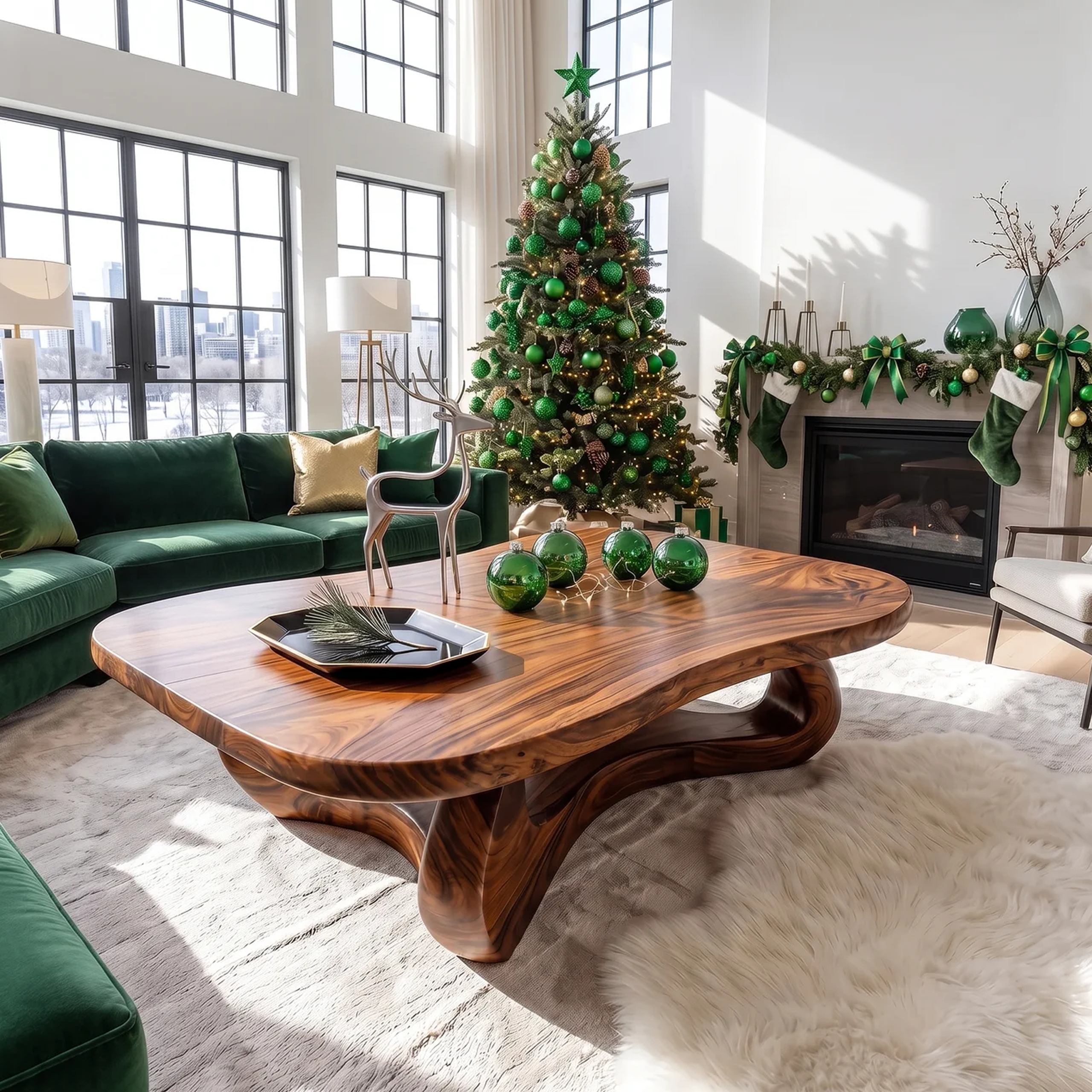 Rustic Wooden Live Edge Coffee Table For Holiday Home Furniture - Image 6