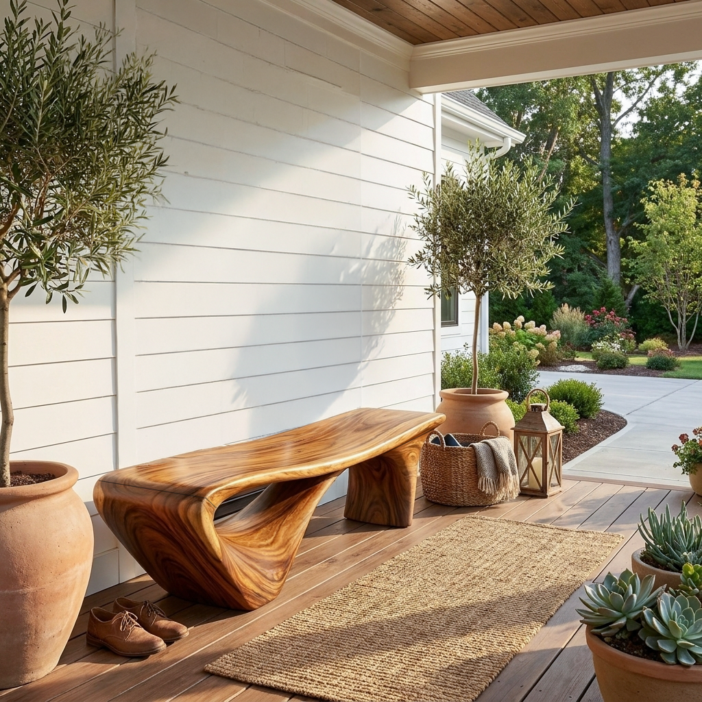 Modern Sculptural Bench For Entryway Or Living Room - Image 6