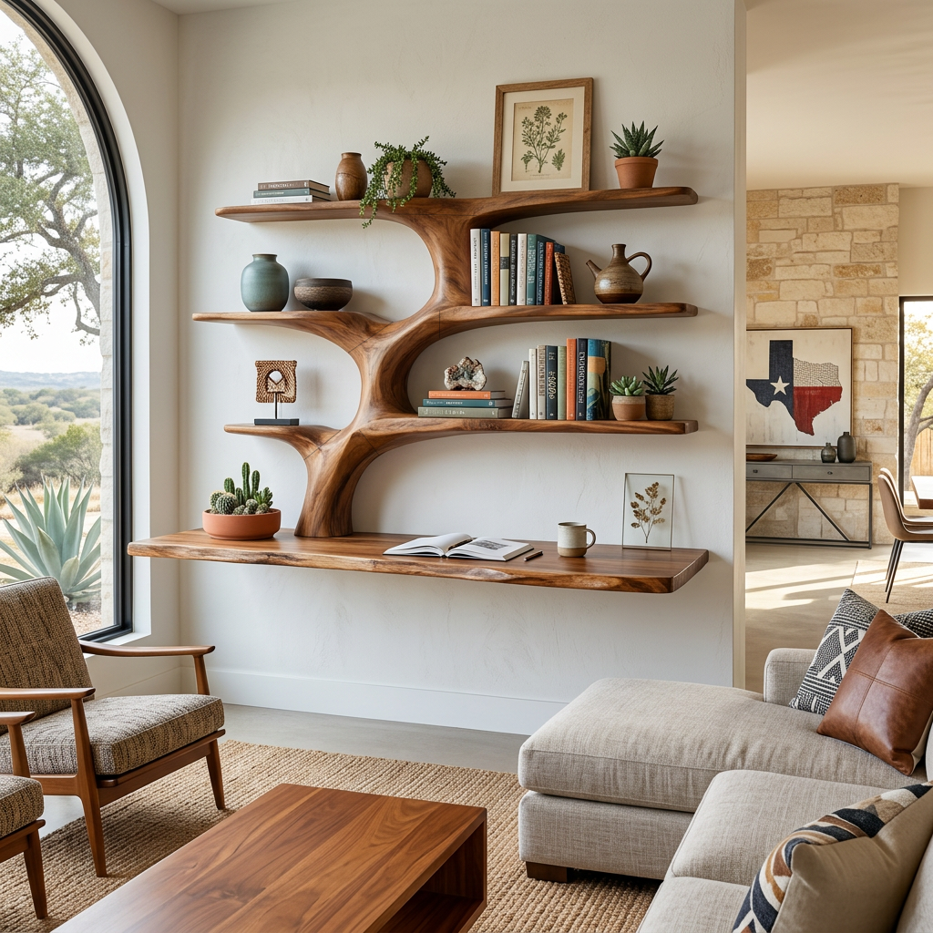 Wooden Wall Mounted Desk With Multi Shelves For Study Room - Image 6
