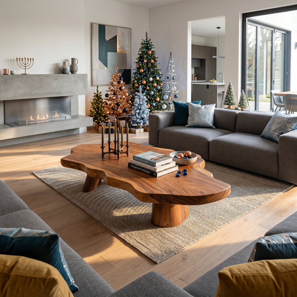 Mid Century Rustic Live Edge Coffee Table For Holiday Furniture - Image 6