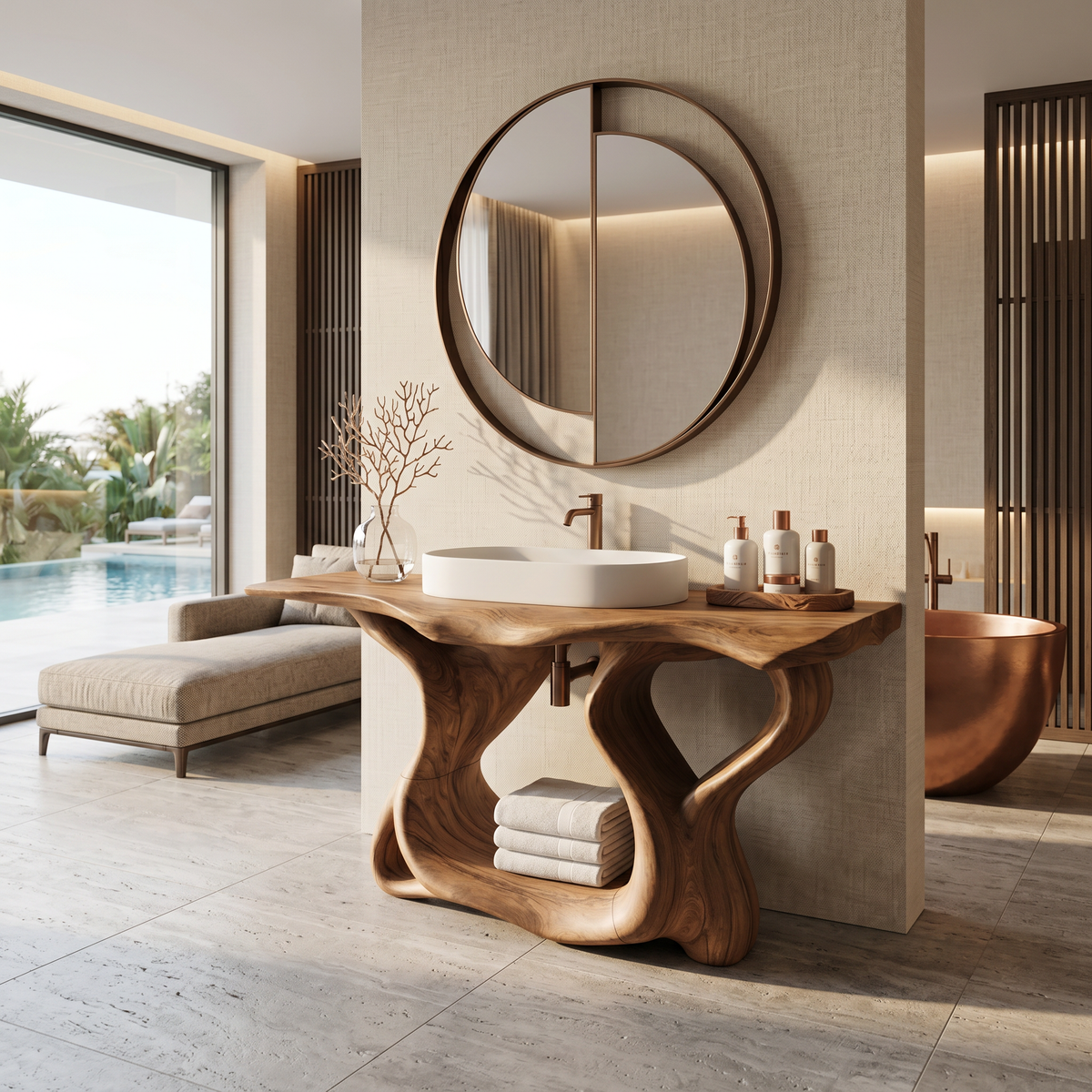 Rustic Solid Wood Vanity For Bathroom Furniture Decor - Image 6