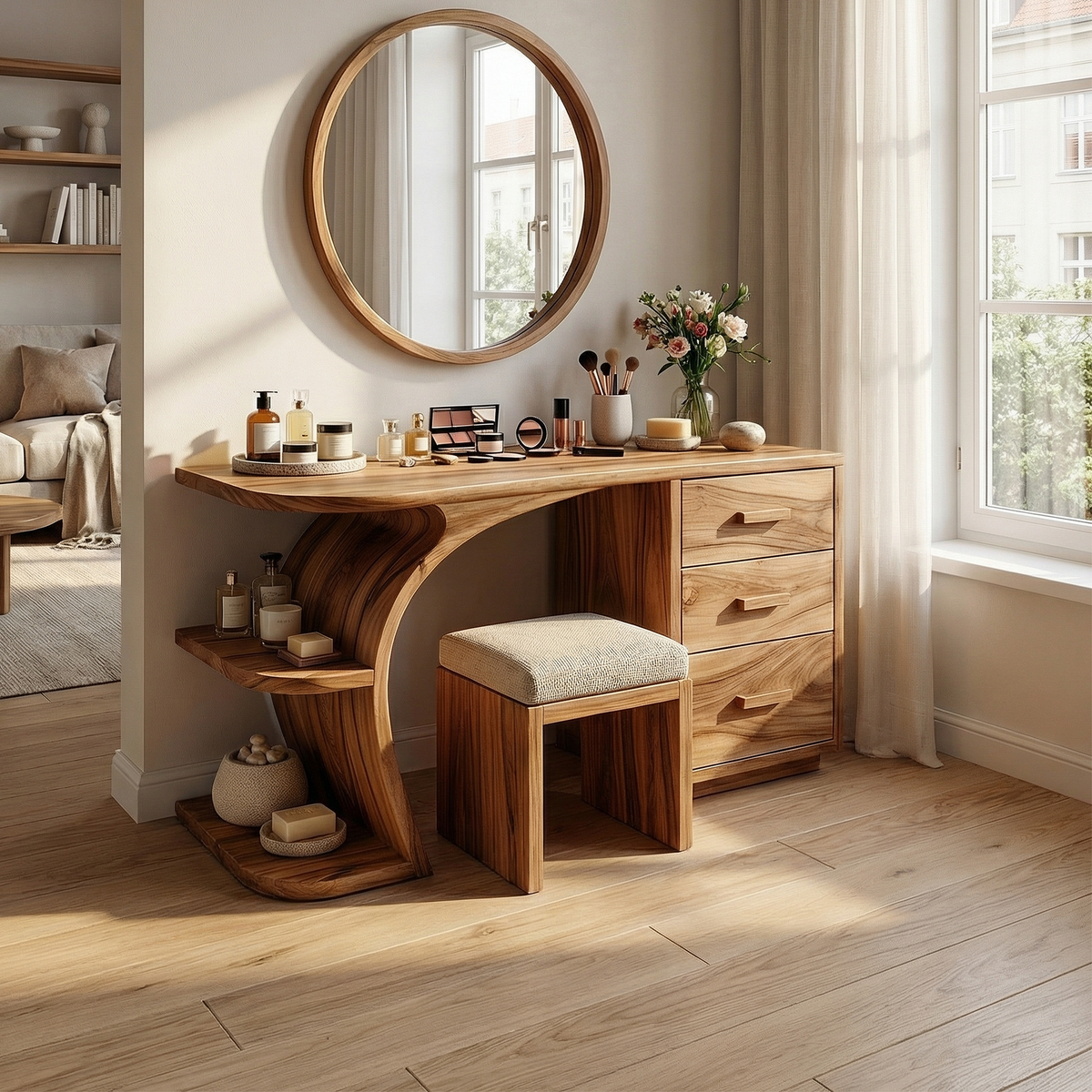 Elegant Makeup Vanity Table Personal Beauty Area Dressing Space - Image 6