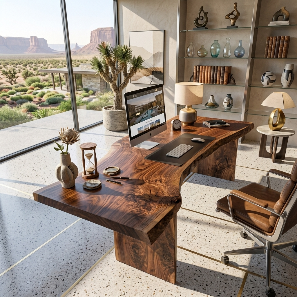 Modern Organic Curved Office Desk For Executive Or Creative Workspace - Image 6