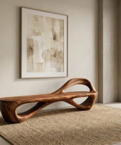 Alternative view of Handcrafted Sculptural Wooden Bench For Living Room Space