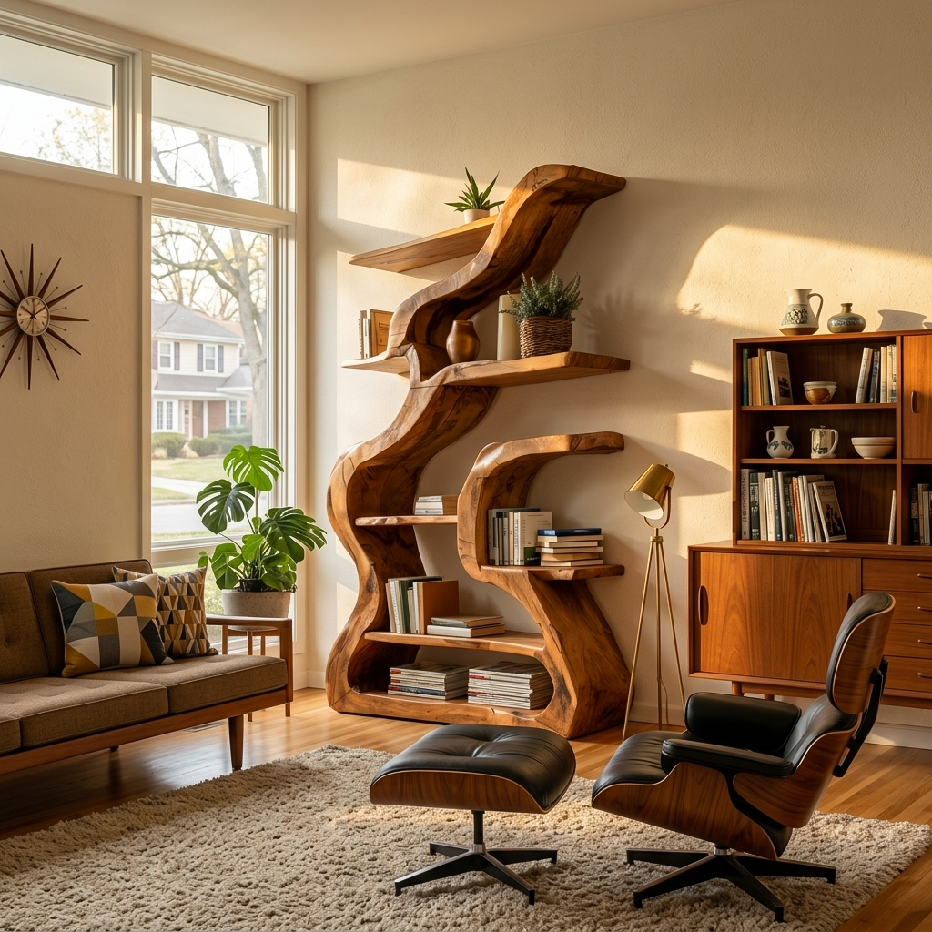 Organic Sculptural Bookshelf With Curved Design For Living Room - Image 6