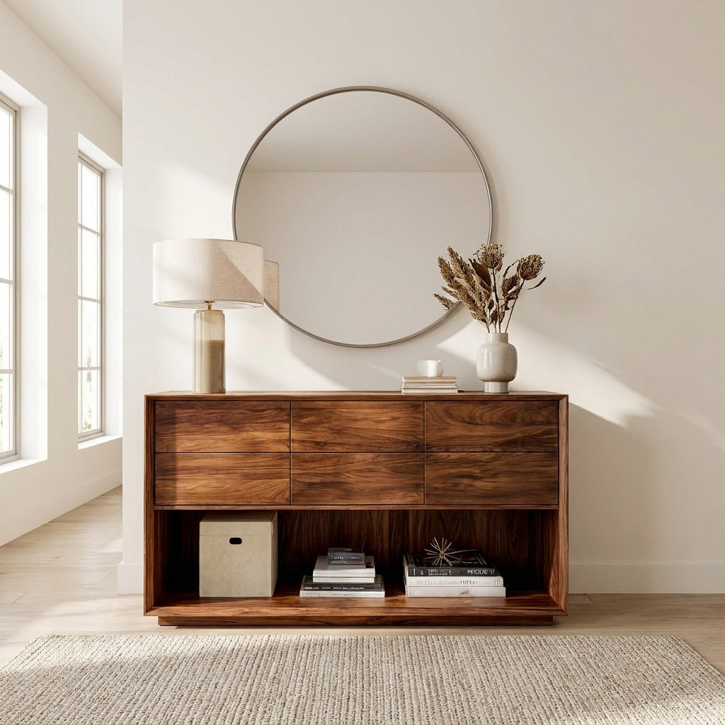 Minimal Wood Console Table With Multi Drawer For Entry Space - Image 6