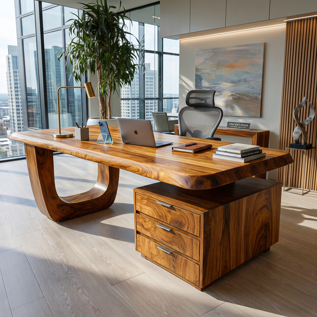 Minimalist Wooden Desk With Drawers For Home Workspace - Image 6
