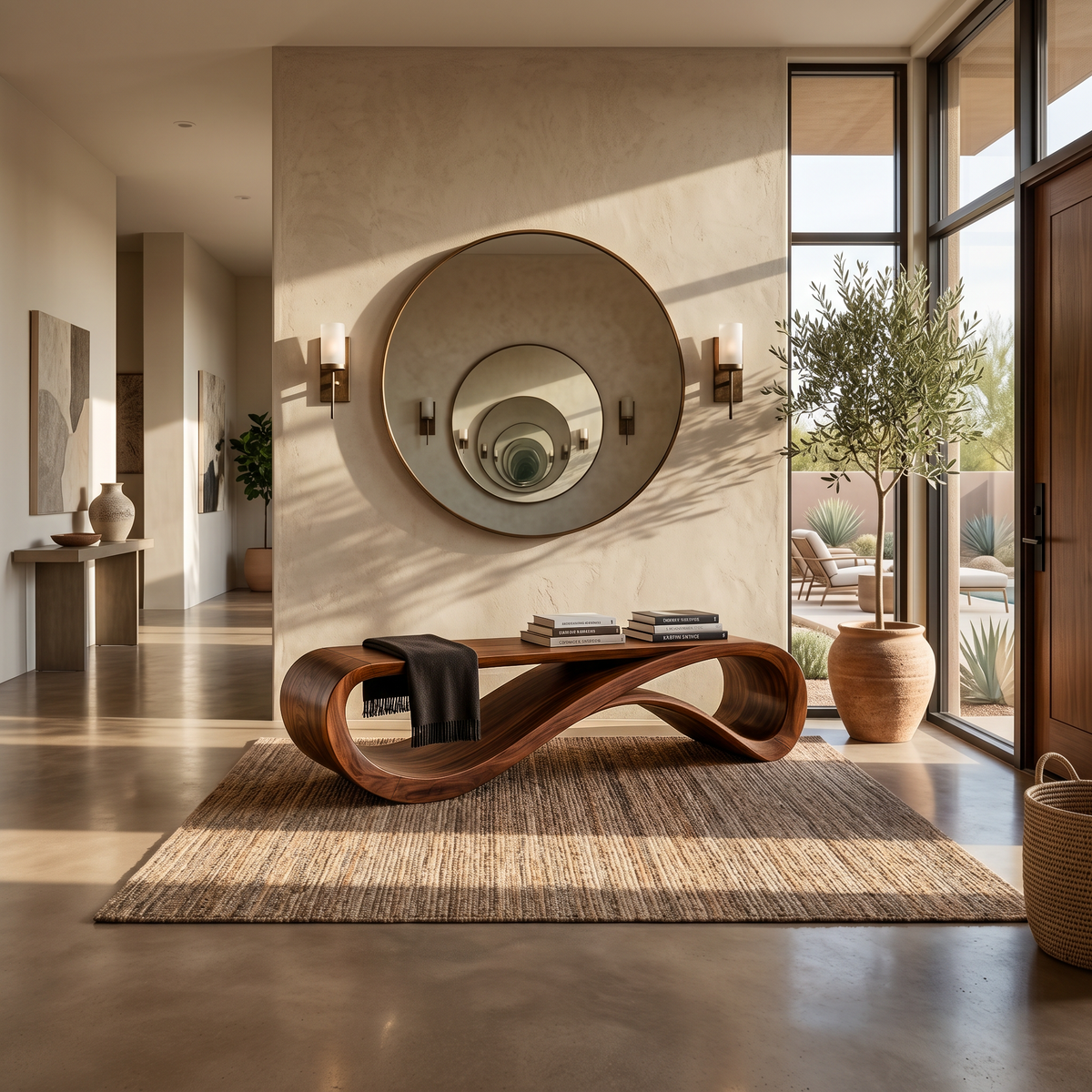 Contemporary Bench With Wave Shape For Living Room - Image 6