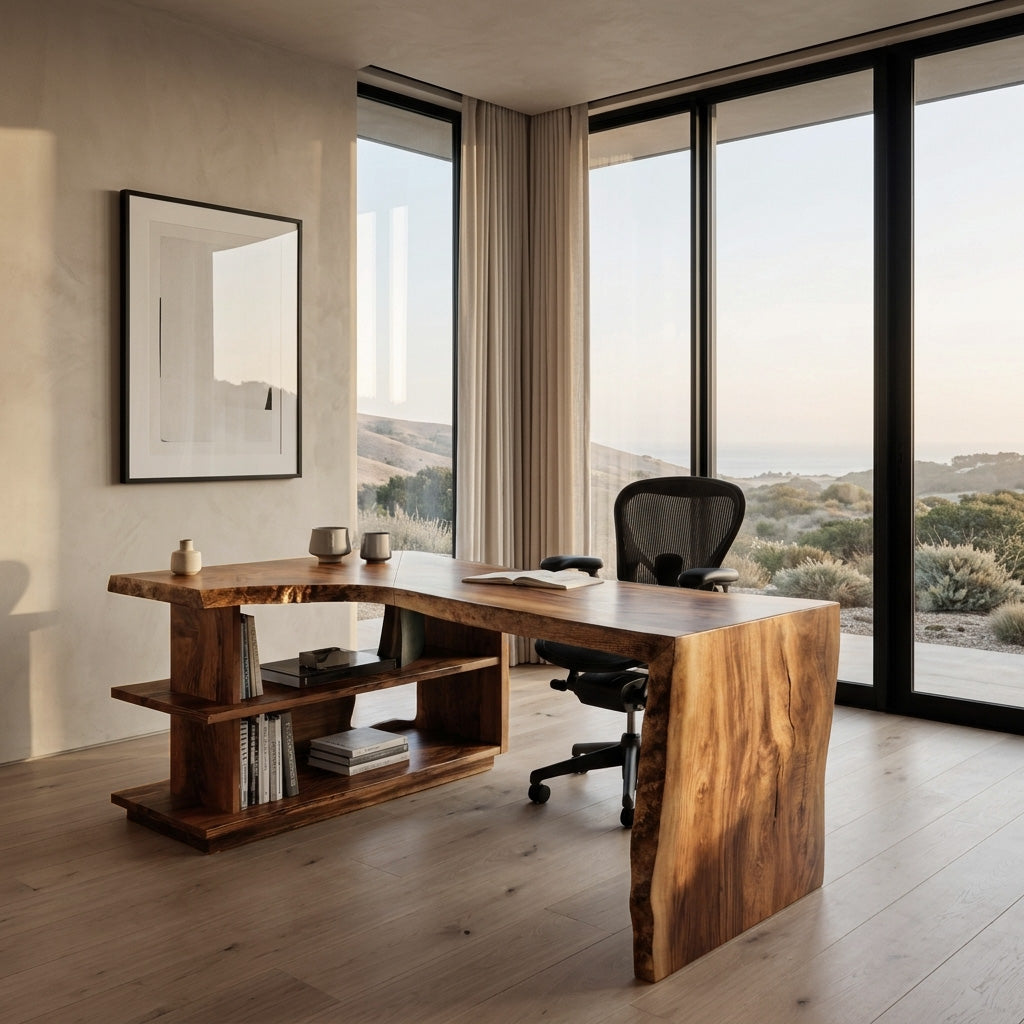 Modern L Shaped Desk With Bookshelf For Home Office - Image 6
