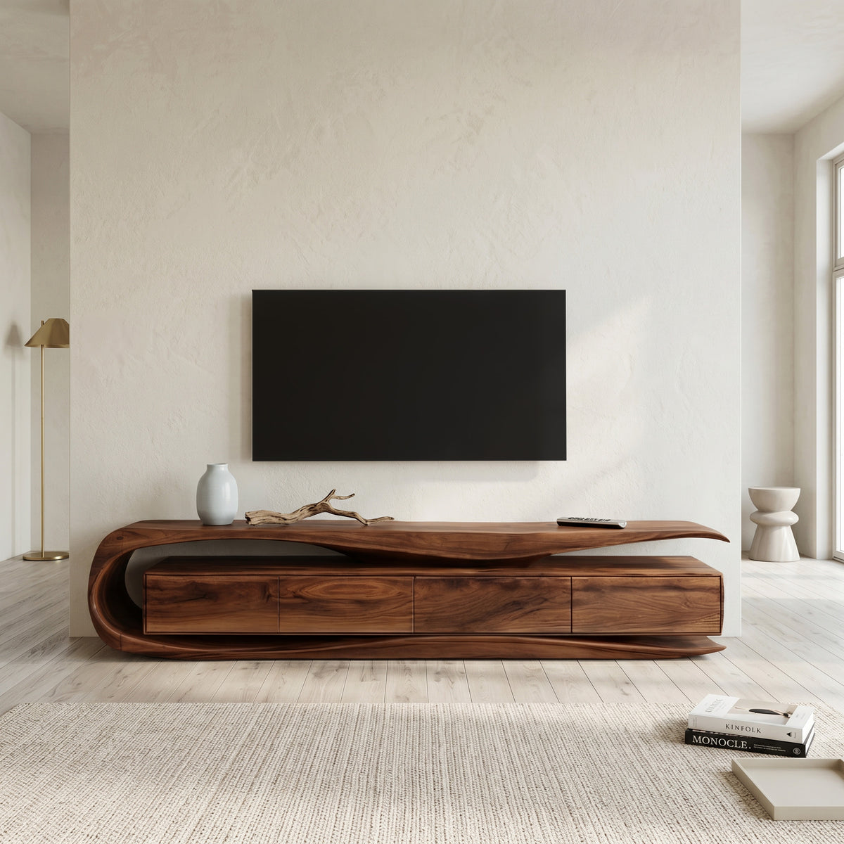 Modern Organic TV Console For Living Room Interior - Image 6