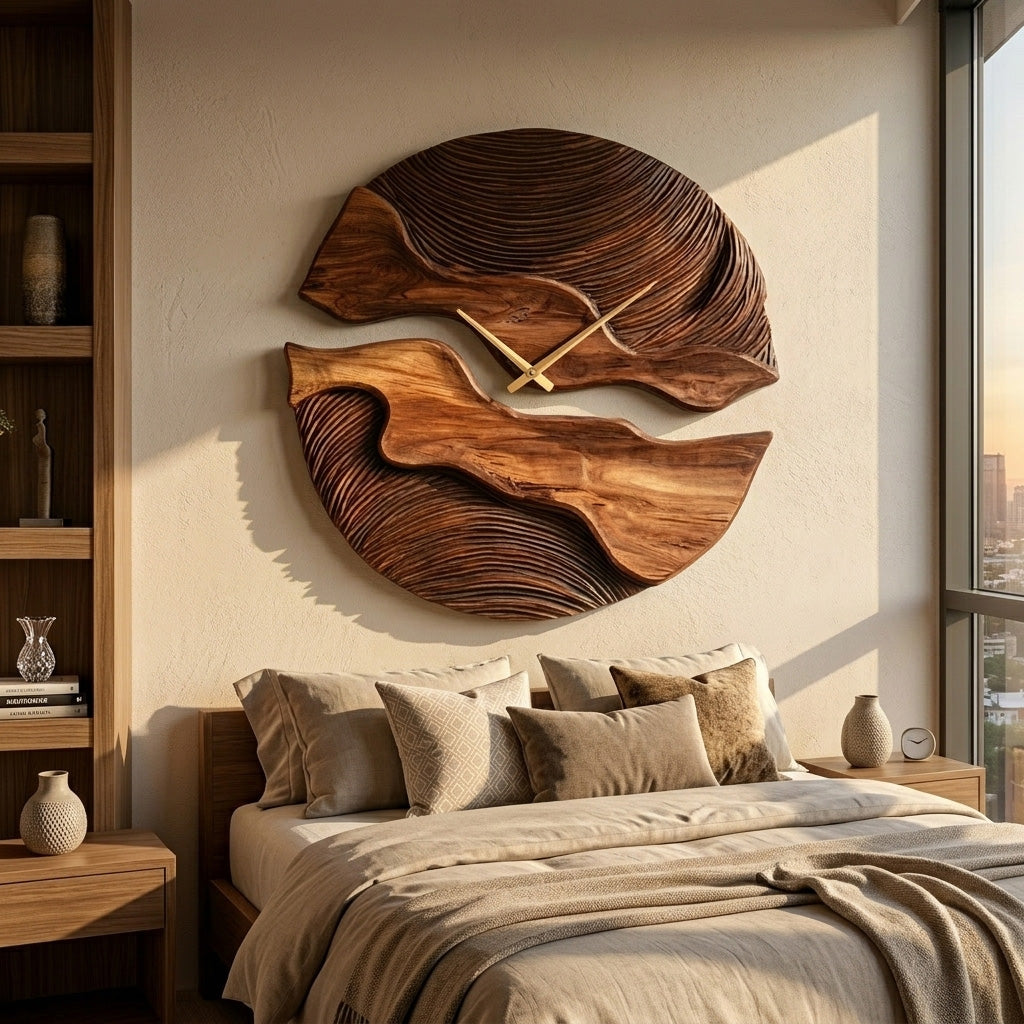 Organic Wooden Wall Clock With Unique Form For Living Room - Image 6