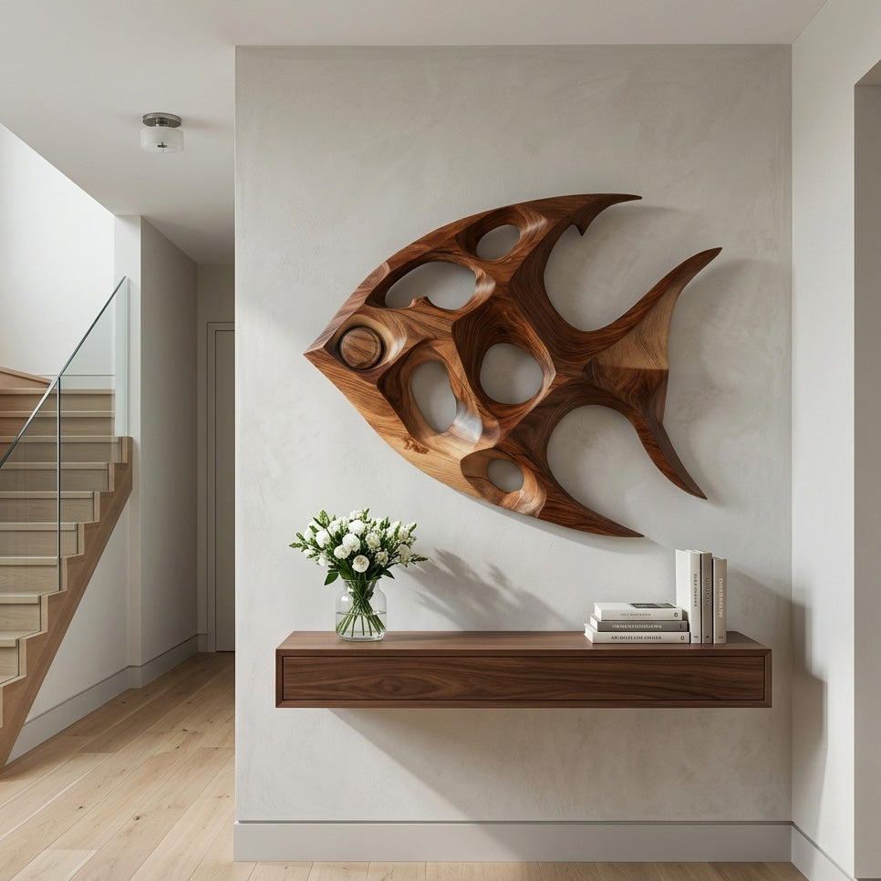 Artistic Sculptural Wall Art Fish-Inspired For Living Room - Image 6