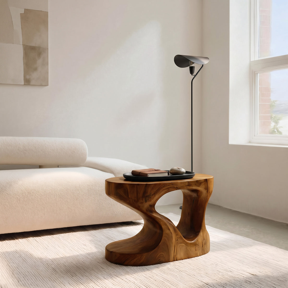 Modern Organic Side Table For Living Room Or Bedroom - Image 6