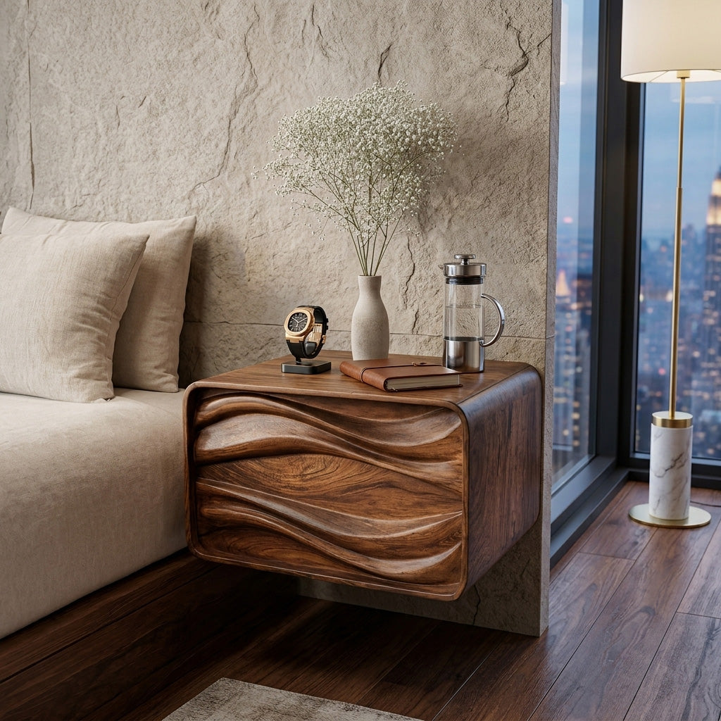 Organic Sculptural Floating Bedside Table For Bedroom Decor - Image 6