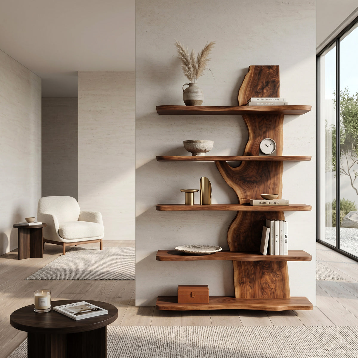 Handcrafted Natural Wood Standing Shelf For Home Storage - Image 6
