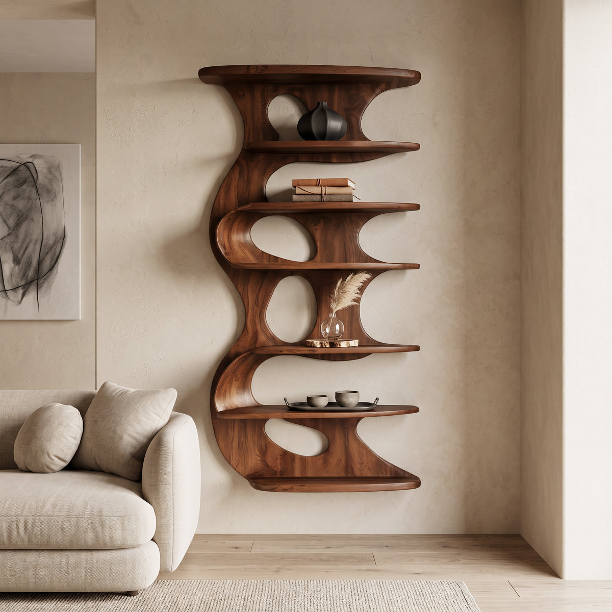 Modern Wall Mounted Bookshelf For Living Room - Image 5