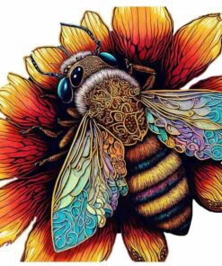 Bee Wooden Jigsaw Puzzle – Unique Shaped Pieces for Adults