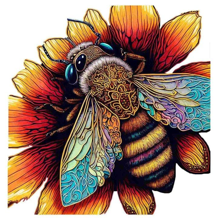 Bee Wooden Jigsaw Puzzle – Unique Shaped Pieces for Adults