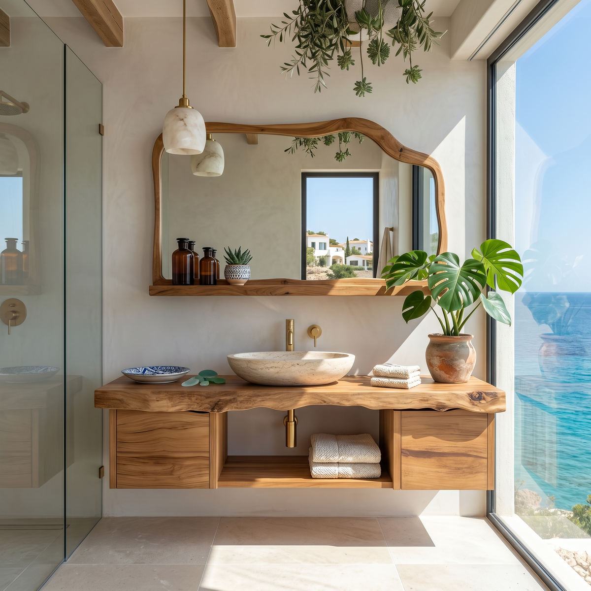 Natural Wood Floating Vanity For Bathroom Upgrade - Image 5
