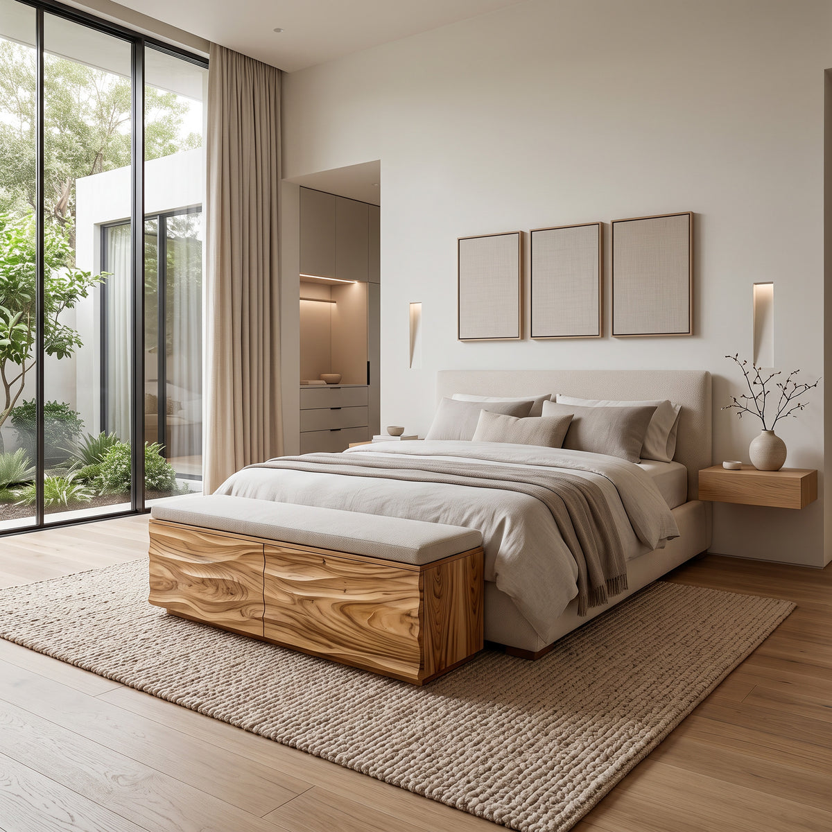 Modern Wave Storage Bench For Home Decor - Image 5