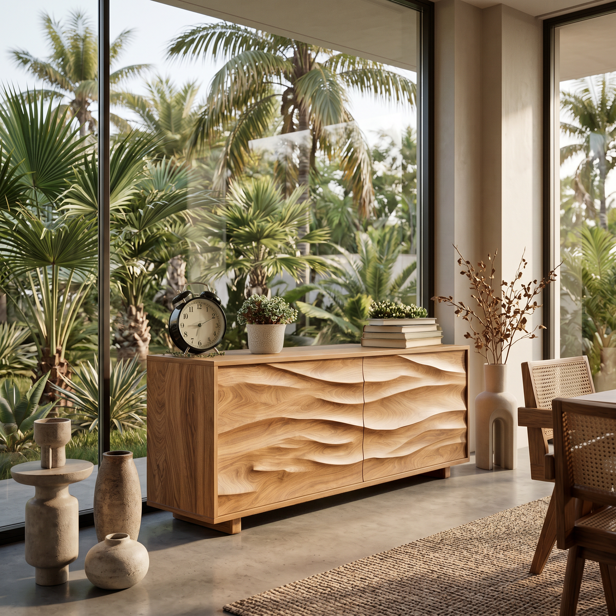 Modern Organic Wave Carved Sideboard For Festive Home Decor - Image 7