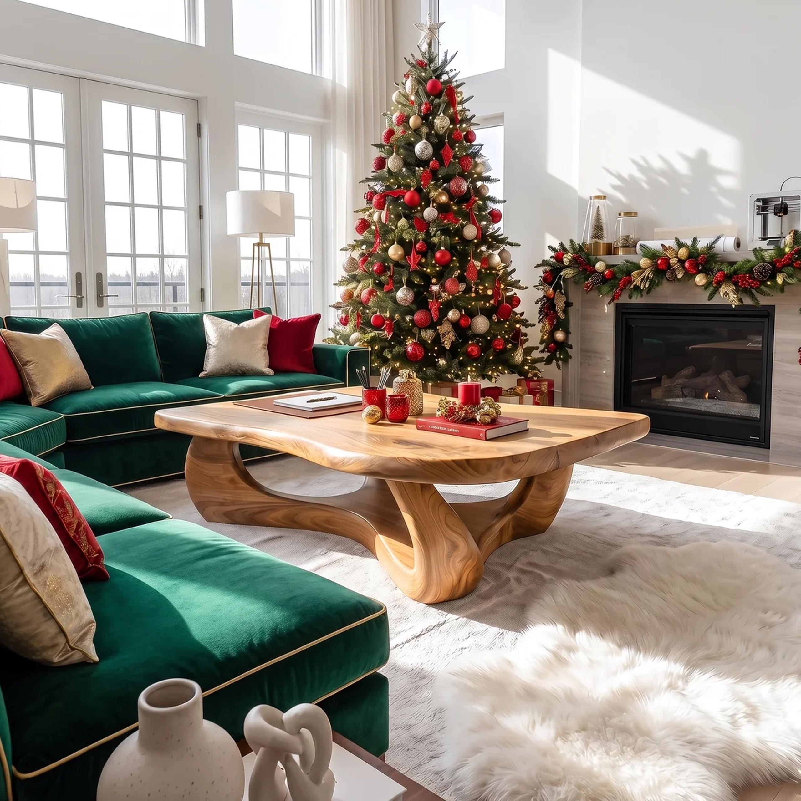 Rustic Wooden Live Edge Coffee Table For Holiday Home Furniture - Image 5