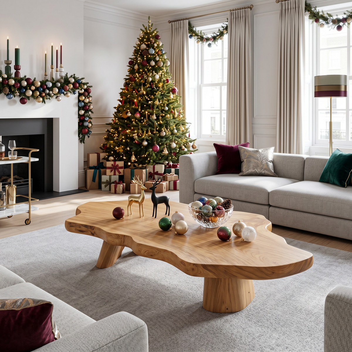 Mid Century Rustic Live Edge Coffee Table For Holiday Furniture - Image 5