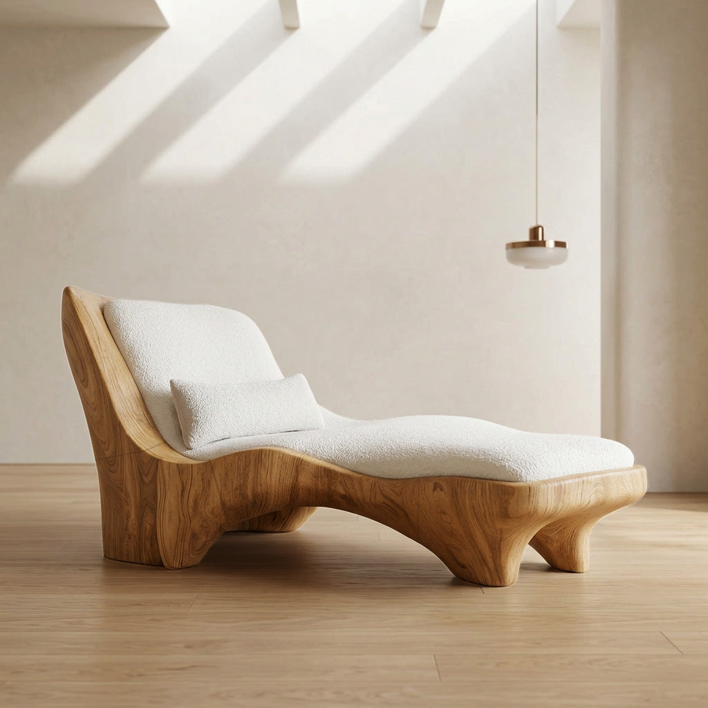 Modern Chaise Lounge With Curved Base For Living Room - Image 5