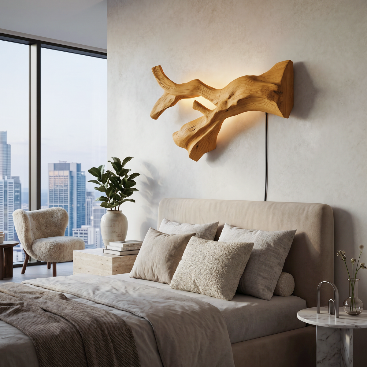 Rustic Natural Wood Wall Sconce For Hallway - Image 5