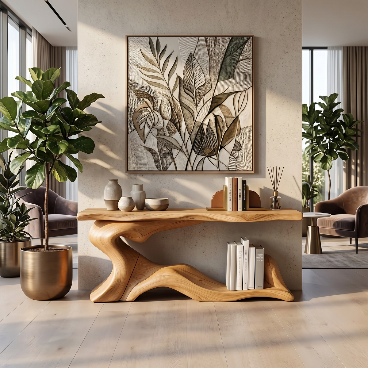Rustic Live Edge Desk Entryway Design - Image 5
