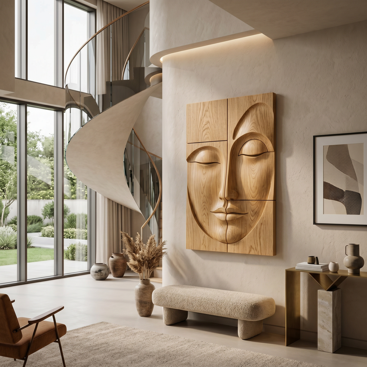 Modern Buddha Face Wall Art Living Room Entryway - Image 5