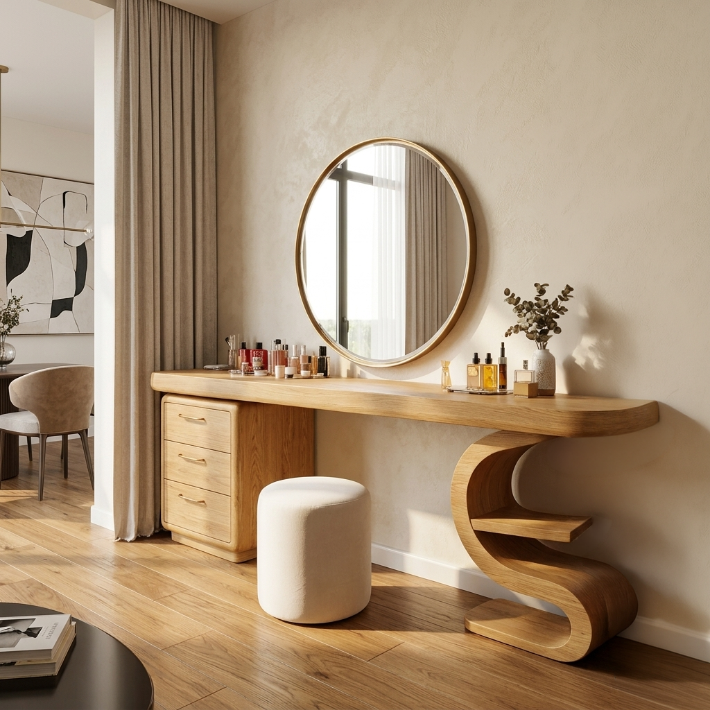 Modern Sculptural Vanity Table For Dressing Area - Image 5