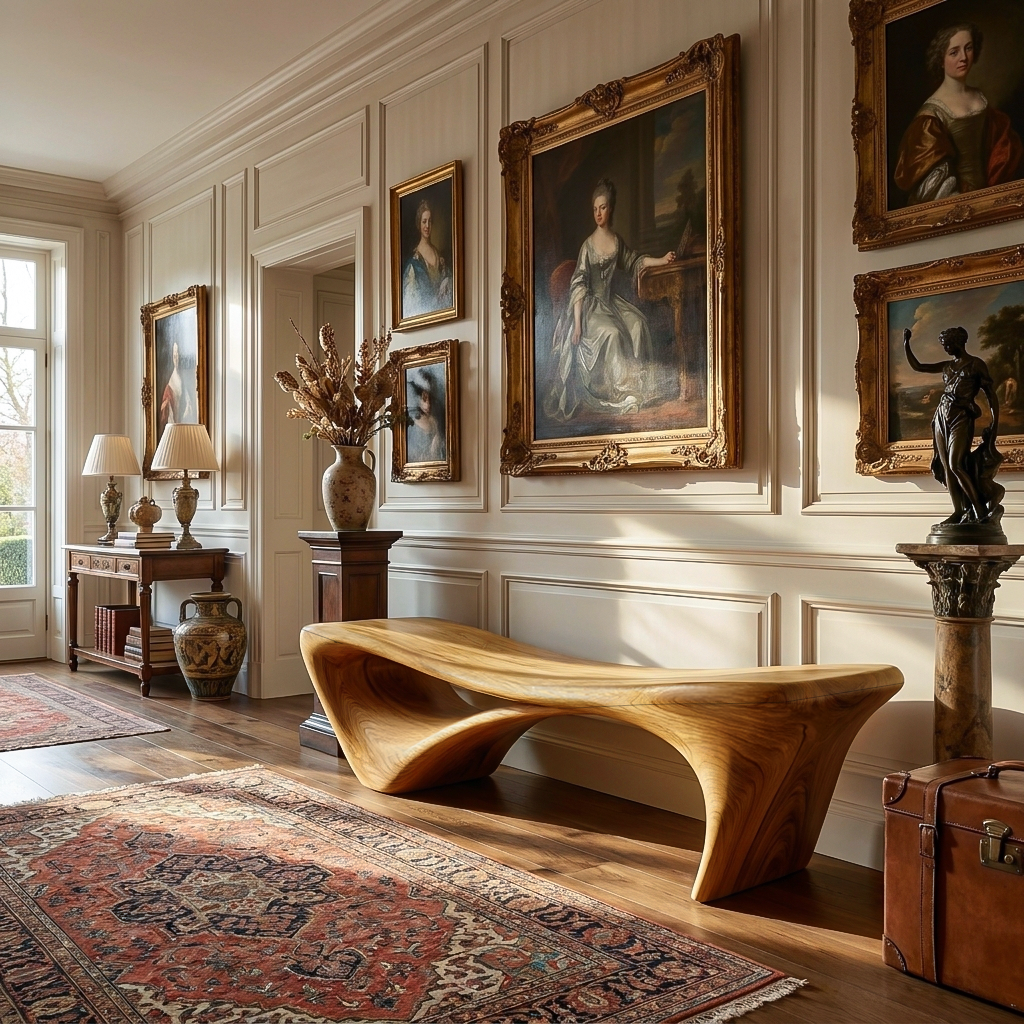 Modern Sculptural Bench For Entryway Or Living Room - Image 5