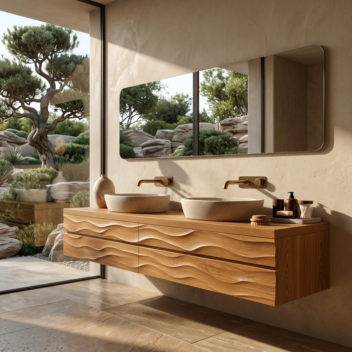 Modern Floating Bathroom Vanity With Wave Texture For Bathroom - Image 5