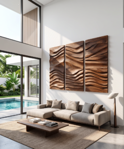 Alternative view of Mid Century Wooden Wall Sculpture For Entryway Decor