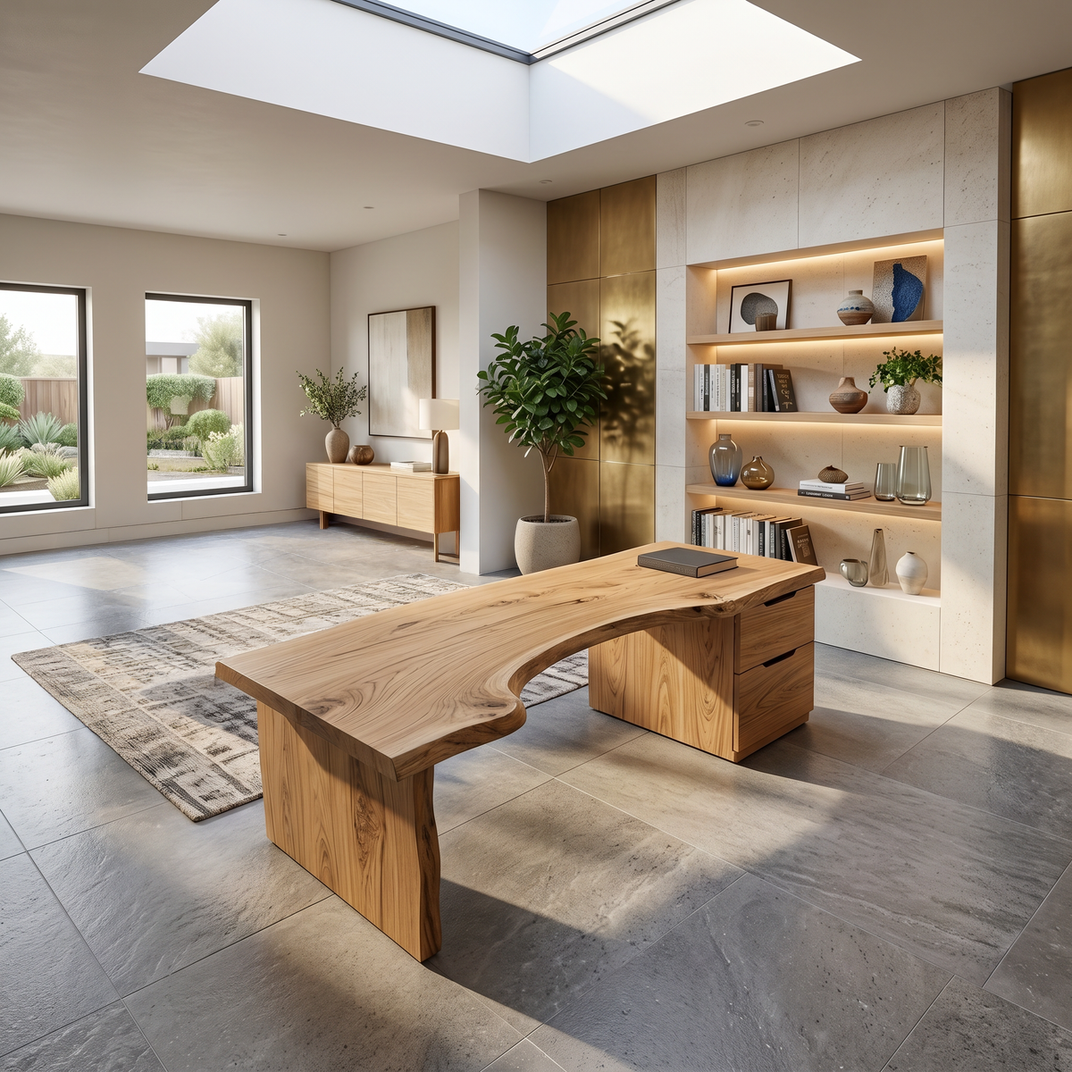 Organic Live Edge Desk For Office Or Studio Interior - Image 5