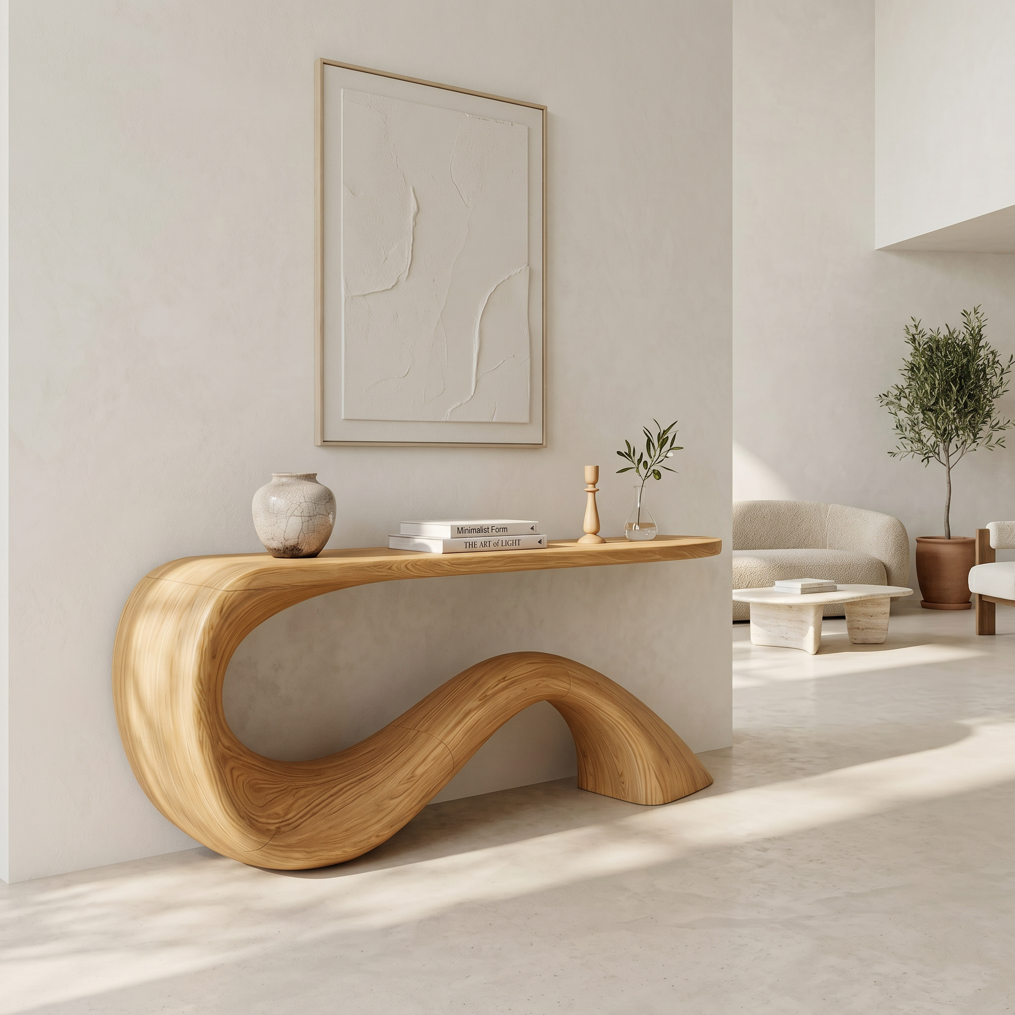 Modern Live Edge Entryway Table Organic Solid Wood For Home Decor - Image 5