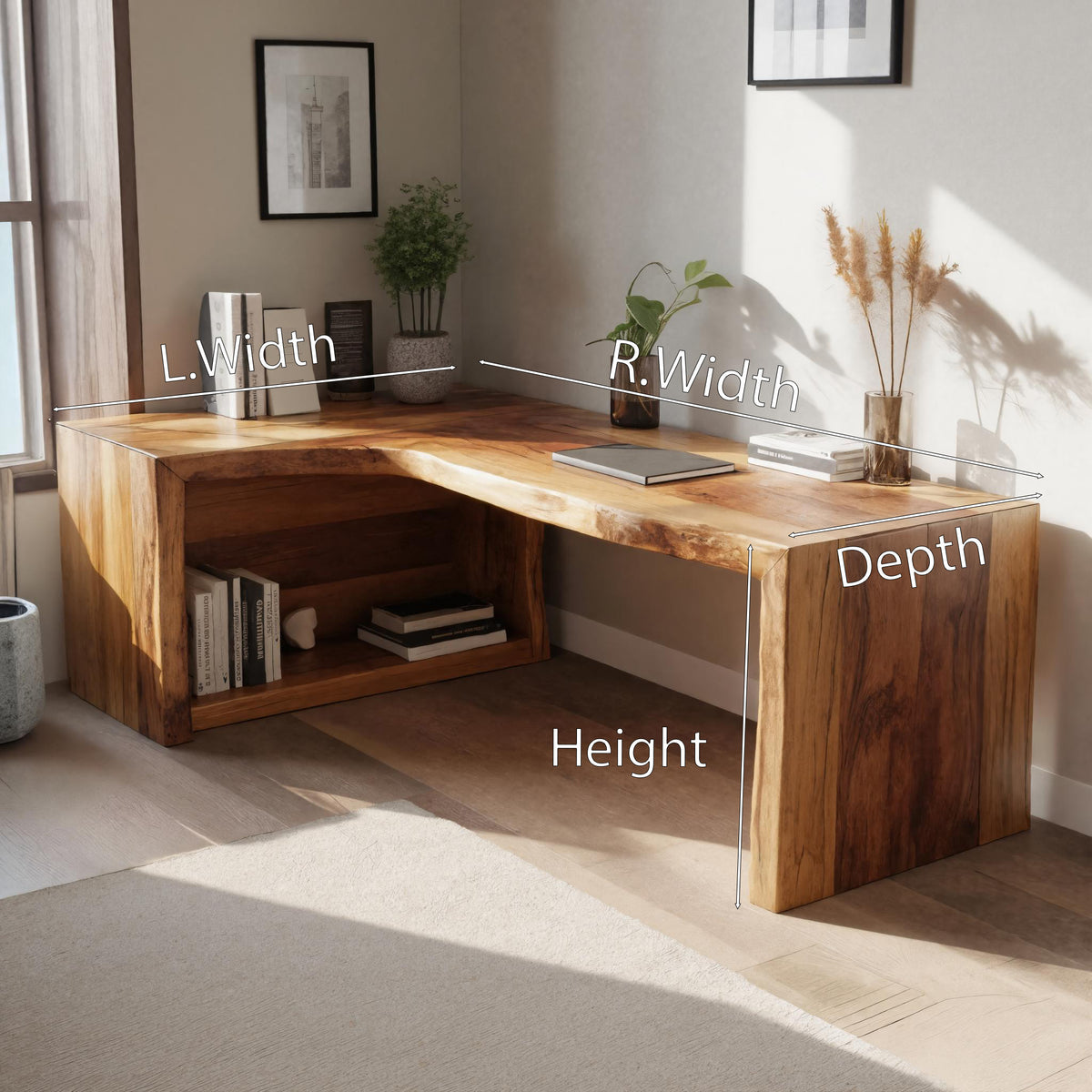 Modern Live Edge L Shaped Desk For Home Office - Image 7