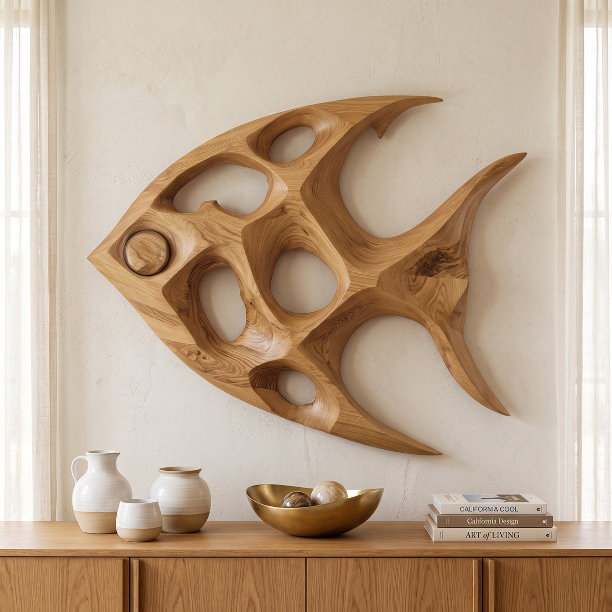 Artistic Sculptural Wall Art Fish-Inspired For Living Room - Image 5